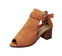 Sandalias Doradas Tacon Sandalias Negras Planas Primavera Y Verano Nuevo Excedente de Tacón Para Mujer Borde de Tamaño Ahueca Hacia Fuera Sandalia Ortopedica Mujer (Brown,39)