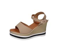 Sandalias elegantes para mujer, con plataforma, anchas, cómodas, suaves, con soporte de arco, antideslizantes, informales, para uso diario, caminar, para el trabajo, boda, fiesta, beige, 37 EU