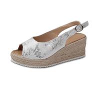 Sandalias elegantes para mujer para uso diario, diseño de punta abierta con talón y hebilla, perfectas salidas informales, playa, días festivos, Silver, 38.5 EU