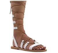 Sandalias Emmanuela en piel estilo griego antiguo, sandalias gladiadoras planas con puntera abierta, zapatos de verano para mujer hechos a mano, Blanco, 36 EU