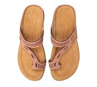 Sandalias entretejidas para mujer, con abertura geométrica, para verano, planas, informales, cómodas, para la playa y caminatas, Pink, 39.5 EU