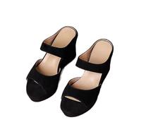 Sandalias Fascitis Plantar Chanclas de Playa Pantuflas de Verano para Mujer con Punta Abierta Nuevas para Uso Exterior con Gruesa Tipo Pantuflas Sandalias Planas Negras Mujer Tacon (Black 39)