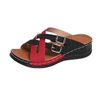 Sandalias Fascitis Plantar Flip Flops Mujer Zapatillas de Playa Con Tacón de Aguja Para Mujer Zapatillas Casuales Huecas Zapatos Con Aguja Sandalias 43 Ortopedicas Corregir (Red 42)