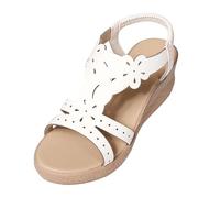 Sandalias femeninas alta cuña estilo tendencia europea estadounidense veraniego vacacional ideal playa ciudad comodidad diseño moderno colección esencial para uso diario (White, 39)