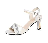 Sandalias genéricas con tacón para mujer, velada elegante, para mujer, verano, cómoda, tacón alto, zapatillas ortopédicas, desnudos, elegantes y sencillas, para boda, zapatos, beige, 40 EU