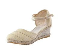 Sandalias genéricas Mujer Tacón 2025 Sandalias De Playa Casual Para Mujer Corte Verano Primavera Vestidas Occidentales Tendencia Lindas Sexy Tacón Cuña Tendencia, Sandalia plana, beige, 40 EU