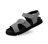 Sandalias genéricas para caminar de piel con punta abierta para mujer, soporte del arco plantar, zapatos de verano, ligeros y planos, antideslizantes, zapatillas de plataforma gruesas, gris, 42 EU