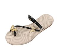 Sandalias genéricas para mujer, cómodas planas, sandalia de verano, elegante, zapatos de paja desnuda, pies de playa, vacaciones, sandalette transpirable zapatos con mariposas desnudas pies para