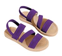 Sandalias genéricas para mujer cómodas y elegantes - Zapatos de baile para mujer, tacón pequeño, con punta cerrada, color sólido, sandalias de moda con hebilla de tacón de bloque para noche, morado
