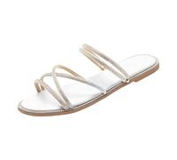 Sandalias genéricas para mujer, dos funciones, tallas grandes, suela suave, pedrería, brillantes, sandalias luminosas, mulas, cómodas, zapatillas de mujer para interior o exterior, Blanco204, 40 EU