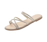 Sandalias genéricas para mujer, dos funciones, tallas grandes, suela suave, pedrería, brillantes, sandalias luminosas, mulas, cómodas, zapatillas de mujer para interior o exterior, Beige204, 39 EU