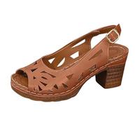 Sandalias genéricas para mujer gruesas para mujer, punta abierta, zapatos de boda y cortejo nupcial Sandale para mujer, sandalia de playa, vintage, nubuck de tacón cuadrado con brida de tobillo