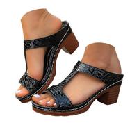 Sandalias genéricas para mujer gruesas para mujer, punta abierta, zapatos de boda y cortejo nupcial Sandale para mujer, sandalia ortopédica, suela memoria de forma pie ancho ajustable, Le Noir, 40.5