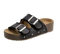 Sandalias genéricas para mujer para mujer, cómodas, suela de corcho y tejido efecto denim, elegantes e informales, disponibles en varios colores. sandalias mujer verano plantillas de cuña, Le Noir, 39
