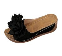 Sandalias genéricas para mujer suela gruesa para mujer, sandalias de playa con tacón abierto en forma de flor, elegantes y casuales Sandalia mujer cuero Sandalia mujer ante vintage con tacón cuadrado