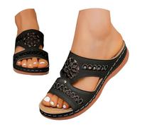 Sandalias genéricas para mujer suela suave bordada y calada para mujer, disponibles en varios colores y transpirables, zapatos casuales. Sandalia ortopédica mujer, Le Noir, 39 EU
