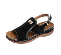 Sandalias genéricas para mujer, verano, cómodas, de piel desnuda, con parte superior, con aberturas laterales, brida trasera con hebilla Detalle de metal, punta abierta, verano, exterior, playa