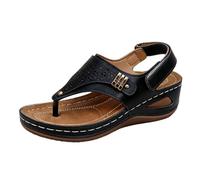 Sandalias genéricas para mujer, verano, cómodas, de piel, mulas, chanclas de cuña, entre-dedos con brida trasera empeine calada y detalle metálico, punta abierta, suela gruesa para playa, caminar