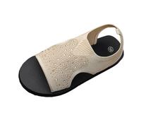 Sandalias genéricas para mujer, verano, cómodas, suela gruesa, deportiva, desnuda, puntera abierta, slip en gran tamaño, malla de punto calado, pedrería visual para exterior, playa, caminata diaria
