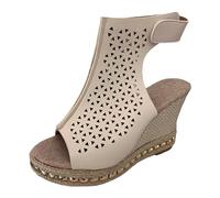 Sandalias genéricas para mujer verano cómodo Comercio exterior de talla grande zapatos para mujer fondo grueso pendiente pescado boca sandalias mujer una palabra hebilla Bohemia Perla Cuero Zapatos
