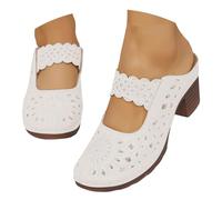 Sandalias genéricas para mujer verano cómodo para mujer, punta redonda, zapatos de boda y cortejo nupcial Sandalia mujer moda Sandalia mujer ortopédica ligera con soporte para arco, blanco, 37 EU