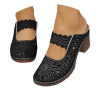 Sandalias genéricas para mujer verano cómodo para mujer, punta redonda, zapatos de boda y cortejo nupcial Sandalia mujer moda Sandalia mujer ortopédica ligera con soporte para arco, Le Noir, 37.5 EU