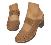 Sandalias genéricas para mujer verano cómodo para mujer, punta redonda, zapatos de boda y cortejo nupcial Sandalia mujer moda Sandalia mujer ortopédica ligera con soporte para arco, marrón, 39 EU
