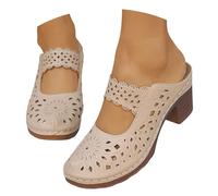 Sandalias genéricas para mujer verano cómodo para mujer, punta redonda, zapatos de boda y cortejo nupcial Sandalia mujer moda Sandalia mujer ortopédica ligera con soporte para arco, beige, 39 EU