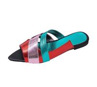 Sandalias genéricas para mujer, verano, con suela plana, cómodas, ligeras, informales, tallas grandes, zapatos de playa, rojo, 38 EU