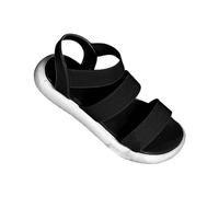 Sandalias genéricas para mujer, verano, ligera, cómoda, punta abierta, descontratadas, de moda, sandalias antideslizantes transpirables, piel, suela gruesa, elegante, 2025, zapatos para playa, Negro