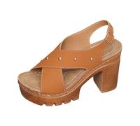 Sandalias genéricas para mujer, verano, moda, cordones cruzados, tacón muy grueso, punta abierta, estilo bohemio chic para festival playa o salida relajante, sandalias cómodas de llevar descalzo