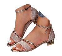 Sandalias genéricas para mujer verano Sandalias versátiles y de moda para mujer en verano, grueso y falda única, hadas Bohemia Perla Cuero Zapatos Sandalia mujer tacón bloque elegante para ceremonia