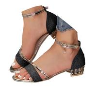 Sandalias genéricas para mujer verano Sandalias versátiles y de moda para mujer en verano, grueso y falda única, hadas Bohemia Perla Cuero Zapatos Sandalia mujer tacón bloque elegante para ceremonia