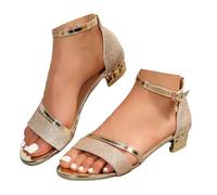 Sandalias genéricas para mujer verano Sandalias versátiles y de moda para mujer en verano, grueso y falda única, hadas Bohemia Perla Cuero Zapatos Sandalia mujer tacón bloque elegante para ceremonia