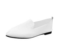 Sandalias genéricas para mujer verano zapatos de verano de punto puntiagudo para mujer, transpirables, color liso, casual, ligero y cómodo, zapatos estribo de un pie de cómodas mujeres, blanco, 38.5