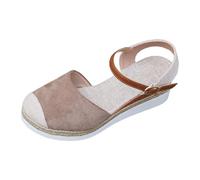 Sandalias genéricas para mujer zapatos de senderismo mujeres sandalias cómodas zapatos chanclas de playa sandalias planas mujer verano con hebilla ajustable para casa piscina y playa, Caqui F, 38 EU