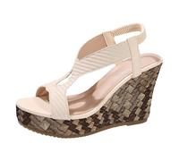 Sandalias genéricas Plataforma Mujer Verano 2025 Sandalias De Playa Casual Para Mujer Corte Verano Primavera Vestidas Occidentales Moda Lindas Sexy Tacón Cuña Tendencia, Mule Compensee, blanco, 40 EU