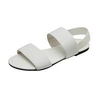 Sandalias Goma Mujer Sandalias Playa Mujer Verano Deportivas Para,Elásticas Y Elásticas,Novedad de Verano,Comercio Exterior,Plana,de Esparto (White,39)
