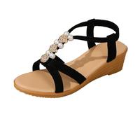 Sandalias gruesas para mujer, sandalias con purpurina para mujer, con plataforma, bohemias, informales, sin cordones, correa elástica, cómodas, para la playa, caminar, zuecos para baile de graduación