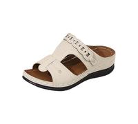 Sandalias Hebilla Mujer Zapatillas de Casa Verano Sandalias de Tacón Con Gruesa Para Mujer Zapatos Tacón Con Personalidad Color Liso Deportivas Zapatos Ortopedicos (Khaki 42)