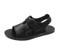 Sandalias Hombre Cuero Abierto Verano - Sandalia Slip-On con Enhebrar, Mulas Planas, Desnudos con Brida Trasera, Zapatos Verano de Conducir, Suela Flexible Plana, Punta Abierta - Ocio, Oficina, Viajes