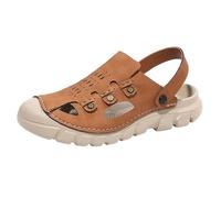Sandalias Hombre Cuero Verano Exterior Gran Tamaño - Zuecos de Playa, Mules Sport, Zapatillas Slip-on à Poner, Zapatos Verano de Conducción, Bride Trasera, Suela Crantée - Playa, Exterior, Diario, 01
