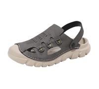 Sandalias Hombre Cuero Verano Exterior Gran Tamaño - Zuecos de Playa, Mules Sport, Zapatillas Slip-on à Poner, Zapatos Verano de Conducción, Bride Trasera, Suela Crantée - Playa, Exterior, Diario, 01