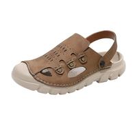 Sandalias Hombre Cuero Verano Exterior Gran Tamaño - Zuecos de Playa, Mules Sport, Zapatillas Slip-on à Poner, Zapatos Verano de Conducción, Bride Trasera, Suela Crantée - Playa, Exterior, Diario, 01