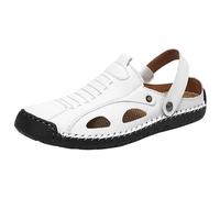 Sandalias Hombre Piel Verano Punta Cerrada Calada - Mules de Playa, Zuecos de Ocio, Zapatillas Ete Slip-On à Enfiler, Zapatillas Perforadas, Suela Flexible Antideslizante - Playa Marche Diario, 01