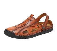 Sandalias Hombre Piel Verano Punta Cerrada Calada - Mules de Playa, Zuecos de Ocio, Zapatillas Ete Slip-On à Enfiler, Zapatillas Perforadas, Suela Flexible Antideslizante - Playa Marche Diario, 01