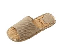 Sandalias Hombre Verano Modelos de Pareja Zapatos Chanclas Antideslizantes Zapatillas de Lino Dormitorio Interior Zapatillas de Lino para Las Cuatro Estaciones para Hombre (Coffee, 44)