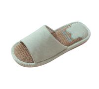 Sandalias Hombre Verano Modelos de Pareja Zapatos Chanclas Antideslizantes Zapatillas de Lino Dormitorio Interior Zapatillas de Lino para Las Cuatro Estaciones para Hombre (Green, 40)