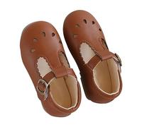 Sandalias infantiles para primavera/verano, suela suave, con hebilla hueca, zapatos para caminar, cumpleaños, escuela, sandalias para niñas, talla 12, Brown, 21 EU estrecho