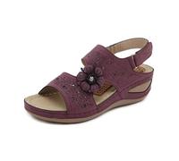 Sandalias informales para mujer con punta abierta tacón cuña y cierre ideal uso diario primavera verano otoño (Red, 41)